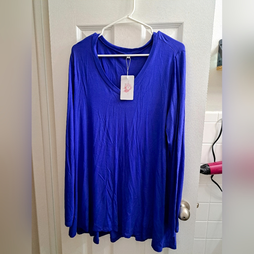 Relaxed Blue Long Sleeve Blouse